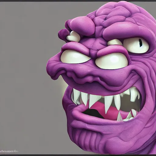 Image similar to grimace, Trending on Artstation, Hiroaki Tsutsumi style