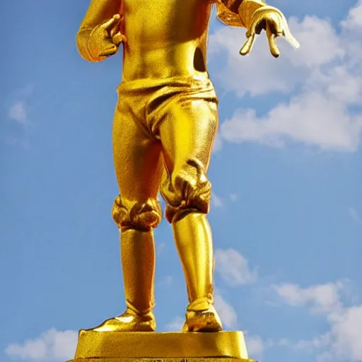 Image similar to A golden statue of Ronald McDonald