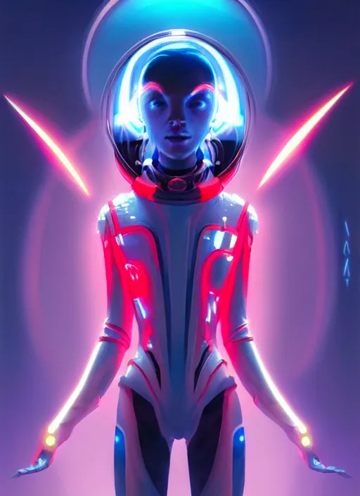 Image similar to a futuristic cyber astronaut, sci fi, glowing aura, volumetric lights, red and cyan theme, art nouveau alien botanicals, intricate, highly detailed, digital painting, artstation, concept art, smooth, sharp focus, cinematic, illustration, beautiful face, art by artgerm and greg rutkowski and alphonse mucha, clear background