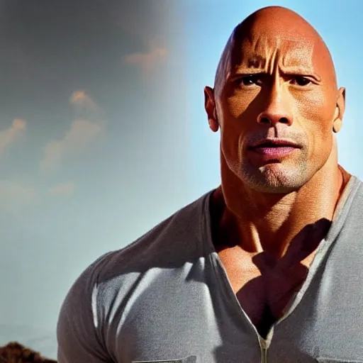 Prompt: dwayne the rock johnson morphing into a slab of sedimentary stone