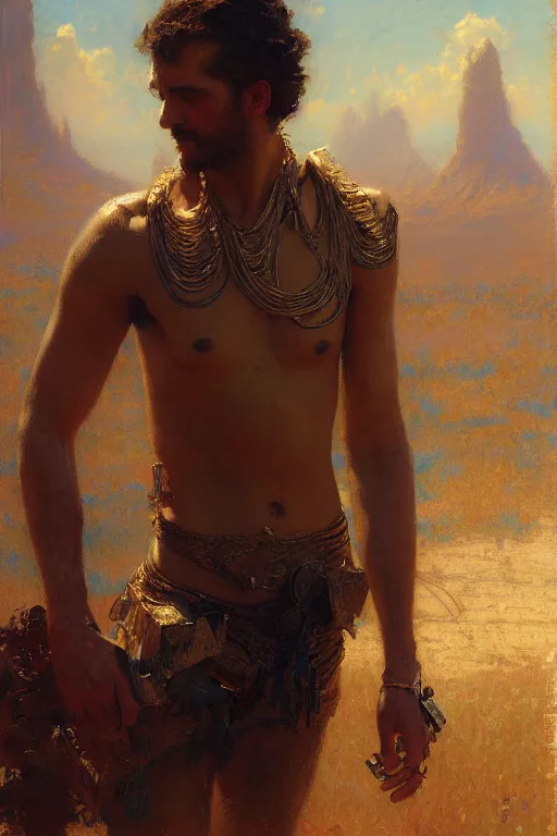 Image similar to attractive man, disco elysium, painting by gaston bussiere, craig mullins