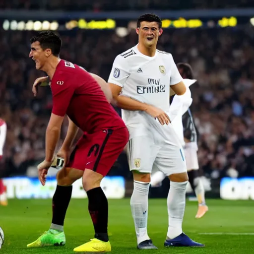 Prompt: harry maguire bullying cristiano ronaldo