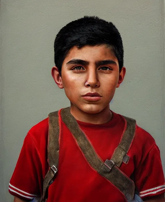 Prompt: heroic portrait of a mexican boy. art by denys tsiperko and bogdan rezunenko, hyperrealism