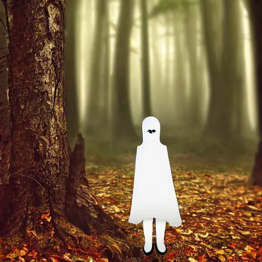 Image similar to a ghost girl in a scary haunted forest