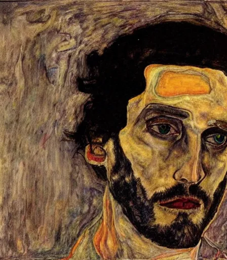 Prompt: portrait of vincent gallo by egon schiele, intense desire, high quality, high detail