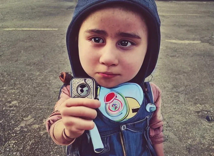 Image similar to professional fine detailed photo portrait of young minion from makhachkala, dagestan. kid minion in the postsoviet suburbia, iphone photo, instagram, color