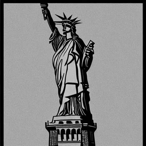 Image similar to the statue of liberty designed by Escher