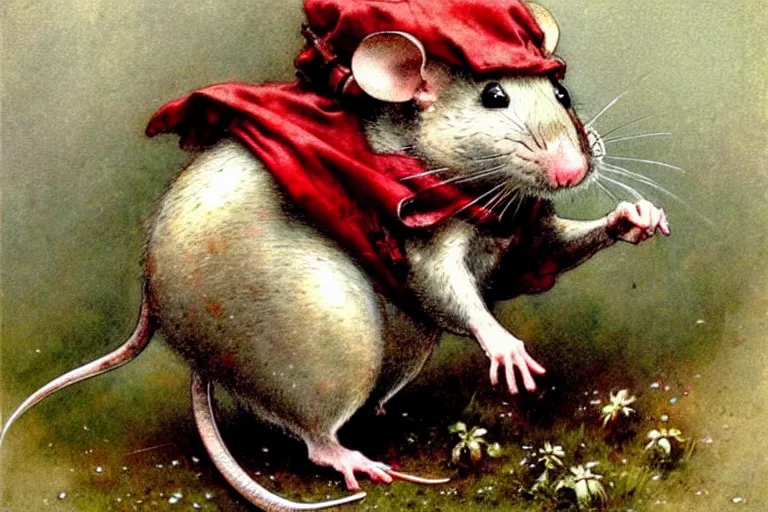 Image similar to adventurer ( ( ( ( ( medieval mouse in armor. muted colors. ) ) ) ) ) by jean baptiste monge!!!!!!!!!!!!!!!!!!!!!!!!! chrome red