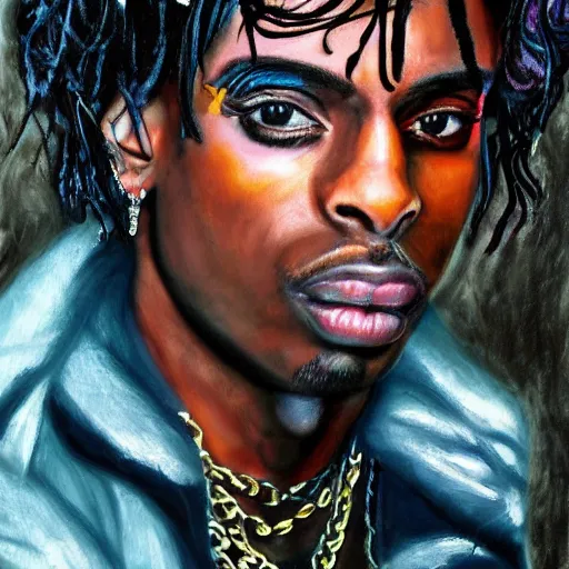 Image similar to playboi carti painted by abney park 4 k detailed super realistic