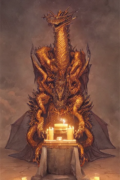 Image similar to a humanoid dragon king sits on a throne by greg rutkowski, magic realism, hyper realistic, 2 0 0 mm lens, candlelight