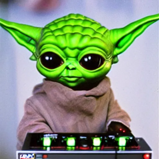 Prompt: baby yoda as a dj