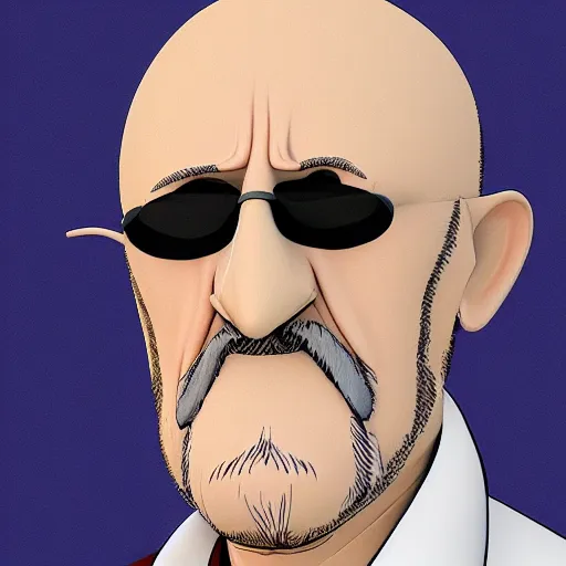 Prompt: mike ehrmentraut as a 3d cartoon character, stylized, portrait, facing forward