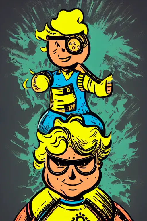 Image similar to fallout 7 6 retro futurist illustration art by butcher billy, sticker, colorful, illustration, highly detailed, simple, smooth and clean vector curves, no jagged lines, vector art, smooth andy warhol style