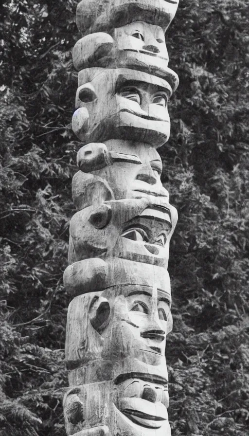 Image similar to vintage photo of totem pole of losers, very detailed, photorealistic, high resolution, highly detailed, details, good clear quality Cinematic shot.