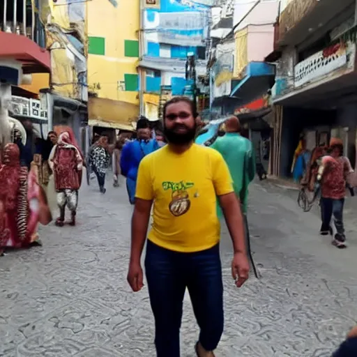 Prompt: hachubby streamer walks the streets of brazil