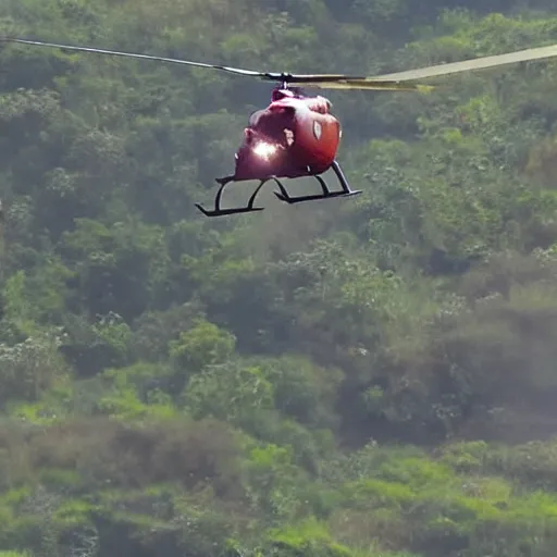 Image similar to harry potter shooting bazuka from helicopter. helmet.