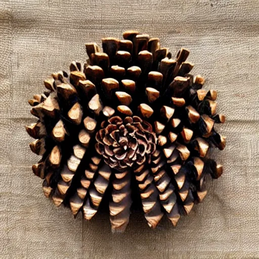 Prompt: pinecone made of knives