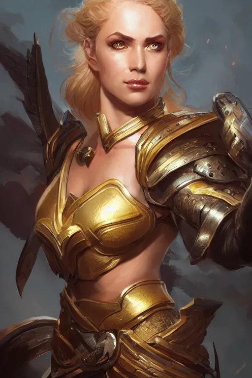 Image similar to amazon valkyrie athena, d & d, fantasy, portrait, highly detailed, headshot, digital painting, trending on artstation, concept art, sharp focus, illustration, art by artgerm and greg rutkowski and magali villeneuve