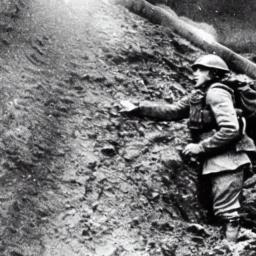 Prompt: authentic world war ii photo of rainbow dash in the trenches