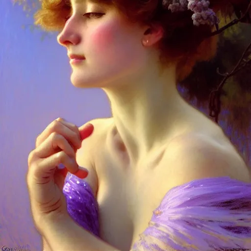 Image similar to lilac, sky, may beetle, on the palm of a person, natural lighting, path traced, highly detailed, high quality, digital painting, by gaston bussiere, craig mullins, alphonse mucha j. c. leyendecker
