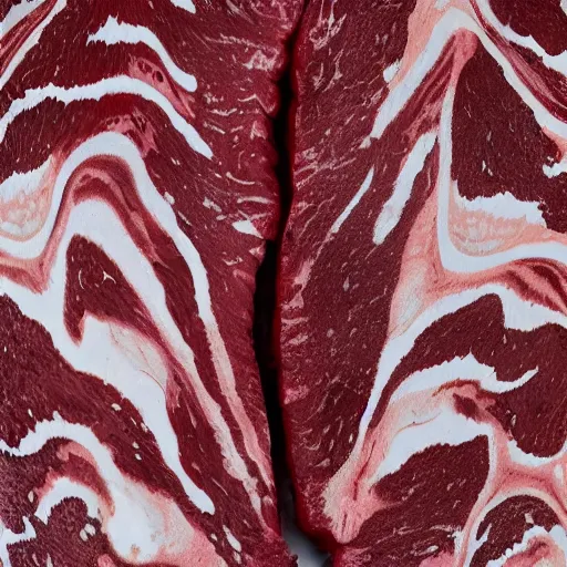 Prompt: marbled steak which resembles donald trump