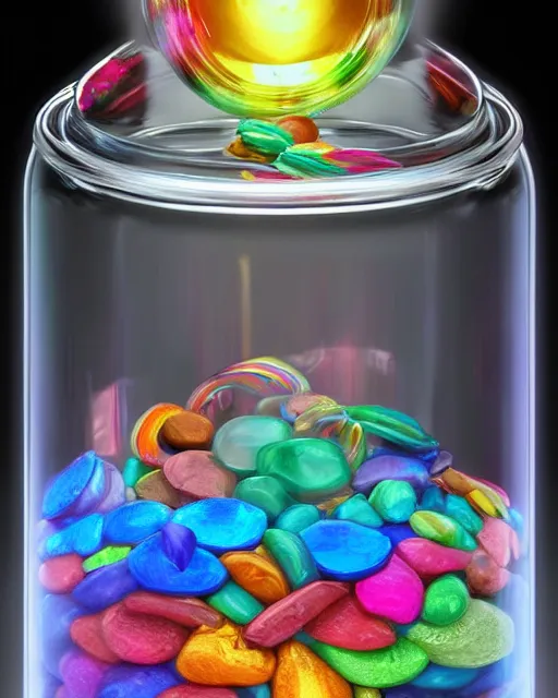 Prompt: a beautiful rainbow inside a glass jar. intricately detailed. beautiful. 3 d vray render, artstation, deviantart, pinterest, 5 0 0 px models
