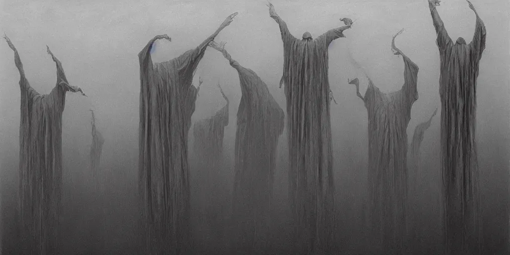 Prompt: harry potter dementors, zdzisław beksinski