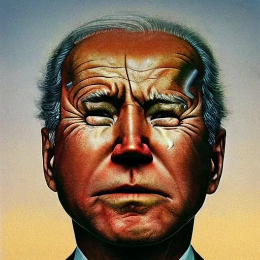 Image similar to surreal, horrifying presidential portrait of joe biden!!!!!!!!!!!!!!!! by Zdzisław Beksiński