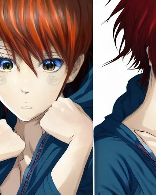 Prompt: Anime as Danila-the-Demonslayer girl cute-fine-face, brown-red-hair pretty face, realistic shaded Perfect face, fine details. Anime. runes-tattoo tattoo-hands, mage blue smoke, hooded outfit realistic shaded lighting by Ilya Kuvshinov katsuhiro otomo ghost-in-the-shell, magali villeneuve, artgerm, rutkowski, WLOP Jeremy Lipkin and Giuseppe Dangelico Pino and Michael Garmash and Rob Rey