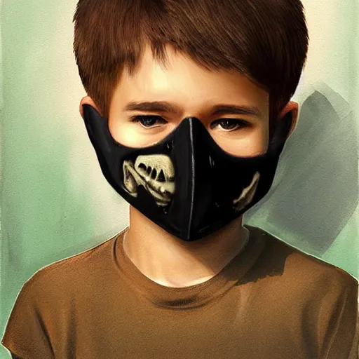 Image similar to a boy wearing a skull mask by gawx art, gawx _ art