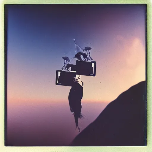 Prompt: polaroid of a surreal artsy scene, double exposure