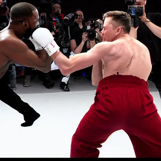 Image similar to elon musk punching kanye west in the face