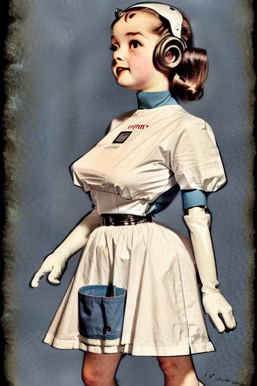 Prompt: ( ( ( ( ( 1 9 5 0 s retro future android robot french maid. muted colors. childrens layout, ) ) ) ) ) by jean - baptiste monge,!!!!!!!!!!!!!!!!!!!!!!!!!
