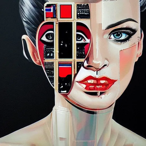 Image similar to portrait of a female android, by Sandra Chevrier