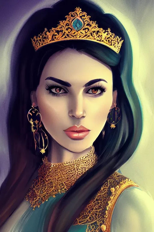 Image similar to Beautiful Portrait of a Persian Princess who is an architect, beautiful princess, architect, trending on artstation