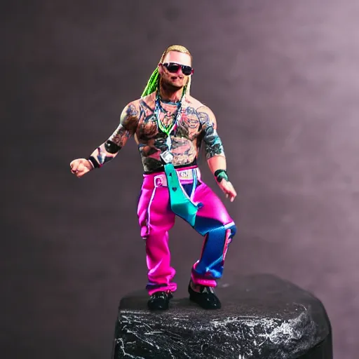 Image similar to jody highroller, miniature action figure, promotional studio photography