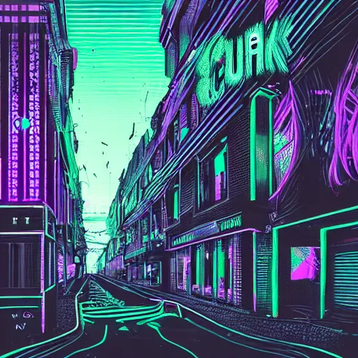 Image similar to a glitchcore punk in black vinyl, in a future sci-fi neon street at night