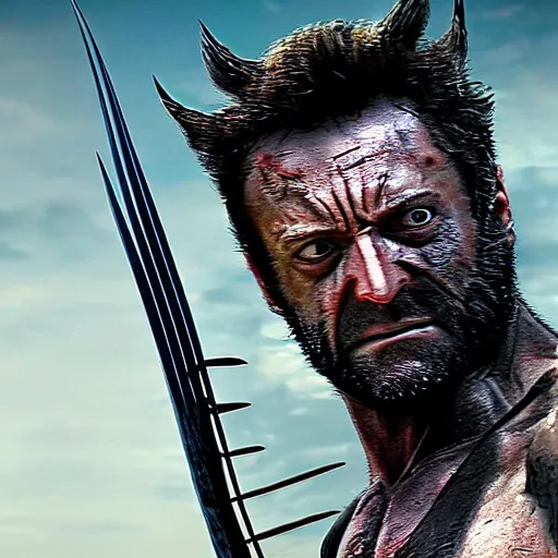 Image similar to wolverine in the walking dead 4 k detailed super realistic