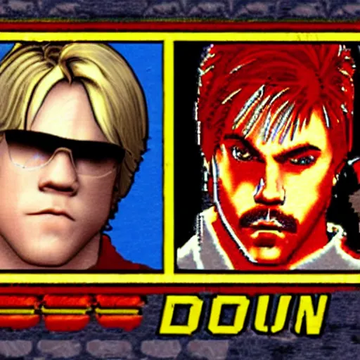 Prompt: portrait of philip seymour hoffman in double dragon video game splash screen