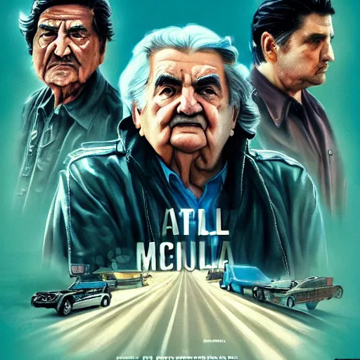 Image similar to poster for an action movie starring jose mujica, movie poster, advertisement, high detail, sharp, digital art, trending on artstation