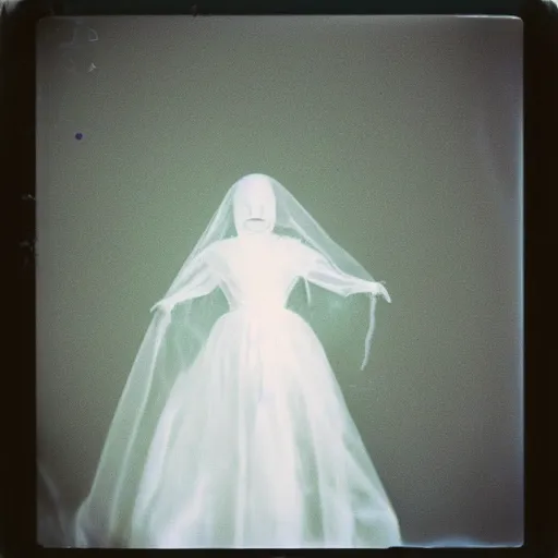 Image similar to adorable floating ghost photo taken with a polaroid, smol, aesthetic, 1 9 9 0 s