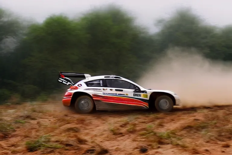 Image similar to !!!!F1!!!! rally car driving on off-road. High speed photography, motion blur, photograph, midday, muted colors, motion blur, mist