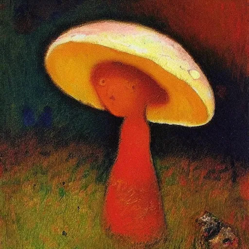 Prompt: girl mushroom style by odilon redon