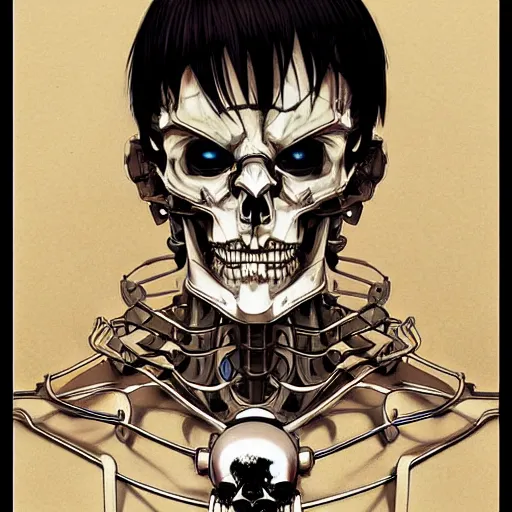 Image similar to anime manga skull portrait man skeleton, robot cyborg, intricate, elegant, highly detailed, digital art, ffffound, art by JC Leyendecker and sachin teng