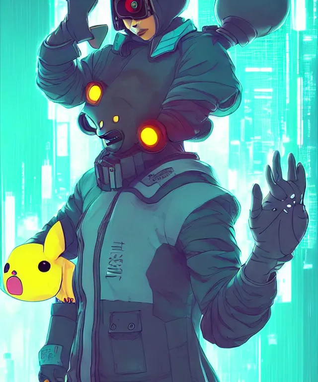 Image similar to a portrait of a cyberpunk pikachu holding a riceball, cyberpunk!, fantasy, elegant, digital painting, artstation, concept art, matte, sharp focus, illustration, art by josan gonzalez