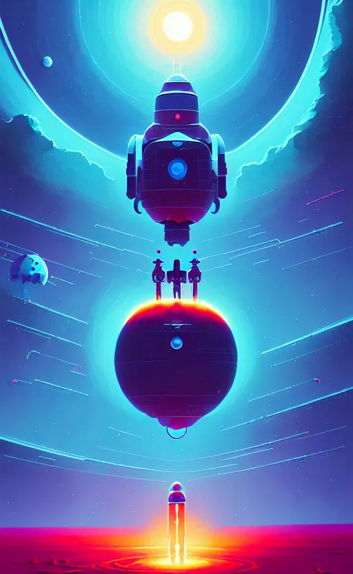 Prompt: robotic expedition to the death of a star by christopher balaskas and anton fadeev and dan mumford and beeple and norman rockwell, hyperrealistic, high detail, ultra detailed, space, nebula, sharp focus, astronomy, science, crisp edges, mist, reflections