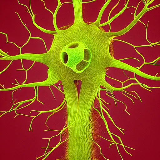 Image similar to a neuron, cell, 3D, Farid Ghanbari