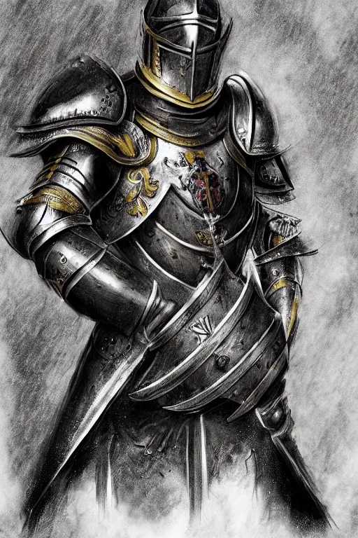 Image similar to emmanuel macron wearing knights armour, highly detailed, digital art, sharp focus, trending on art station