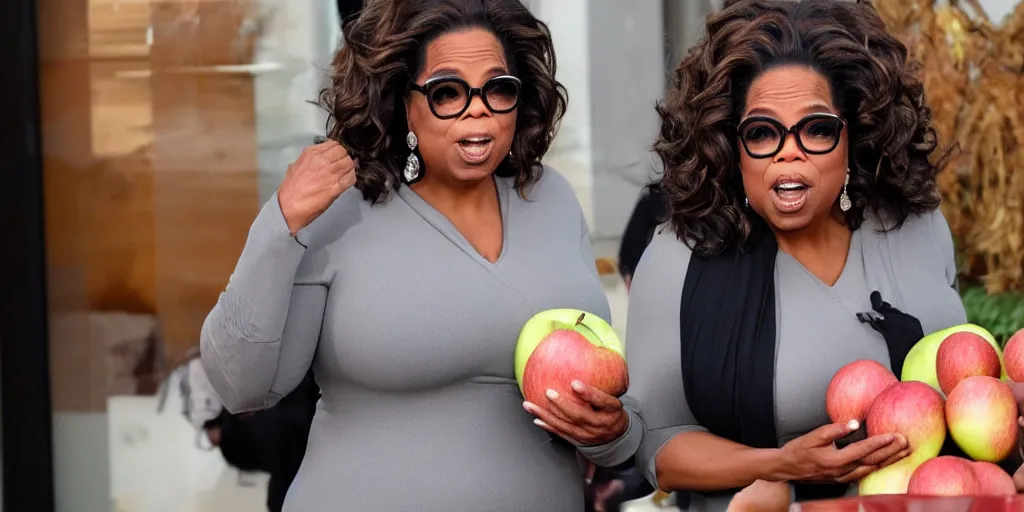 Image similar to oprah eating an apple