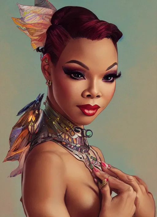 Image similar to vanjie, drag queen, painting by artgerm and greg rutkowski and alphonse mucha